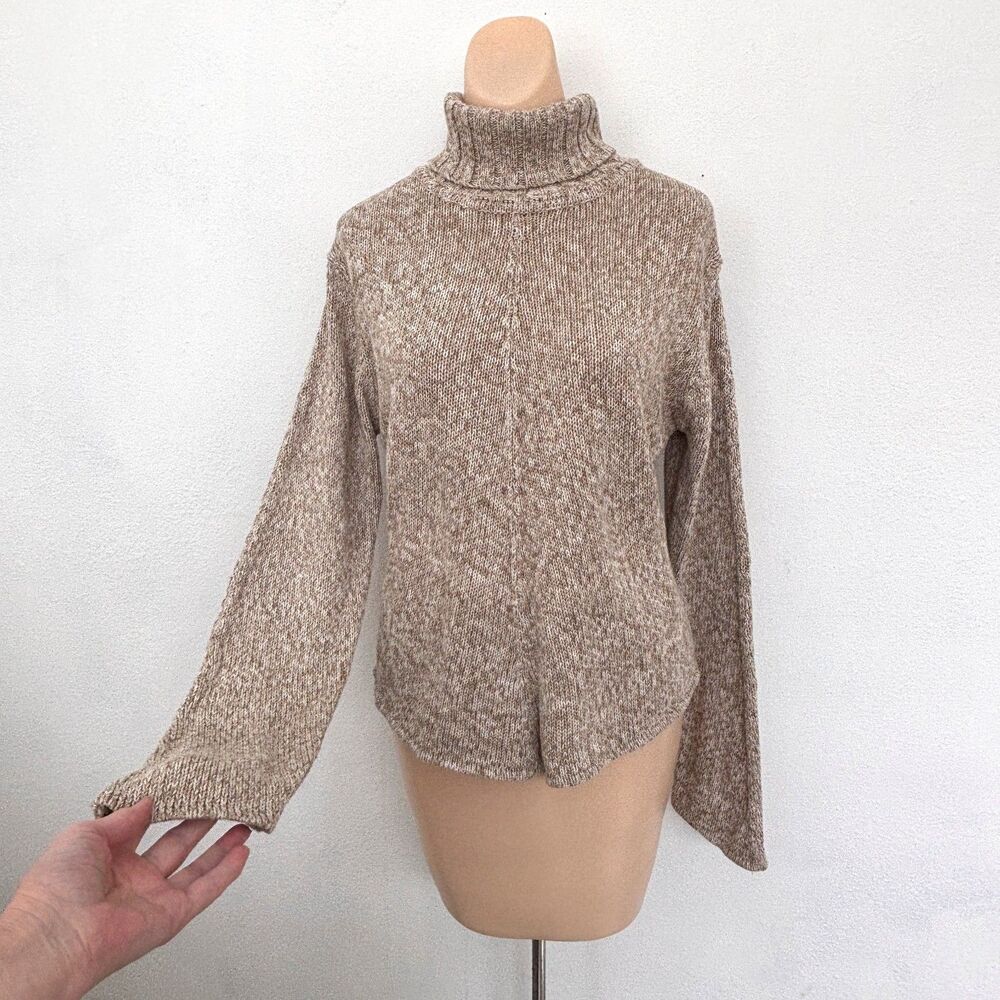 J Jill Womens Old Money Capsule Turtleneck Sweater Medium Earthy Granola